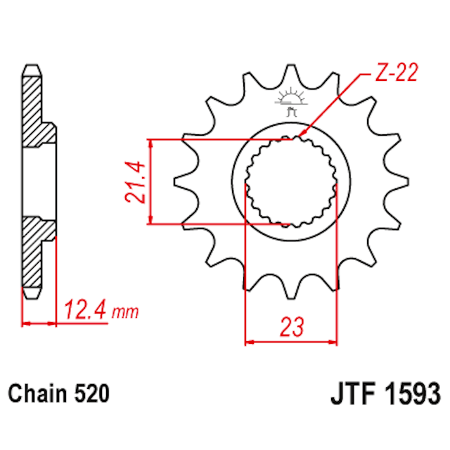 Piñon de Acero 14 Dientes JTF1593 JT Sprockets JTF1593.14