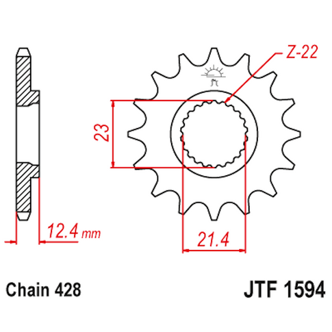 Piñon de Acero 15 Dientes JTF1594 JT Sprockets JTF1594.15