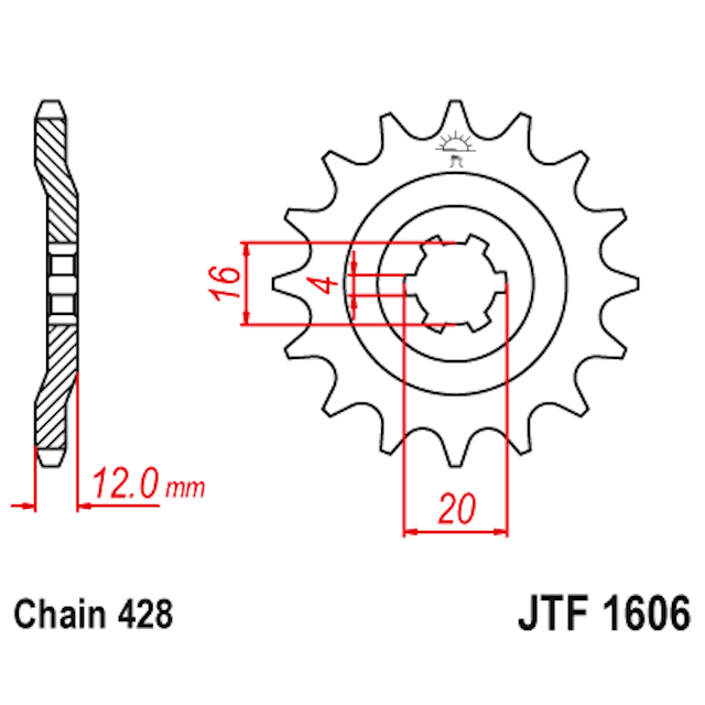 Piñon de Acero 14 Dientes JTF1606 JT Sprockets JTF1606.14