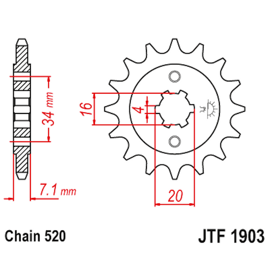 Piñon de Acero 12 Dientes JTF1903 JT Sprockets JTF1903.12