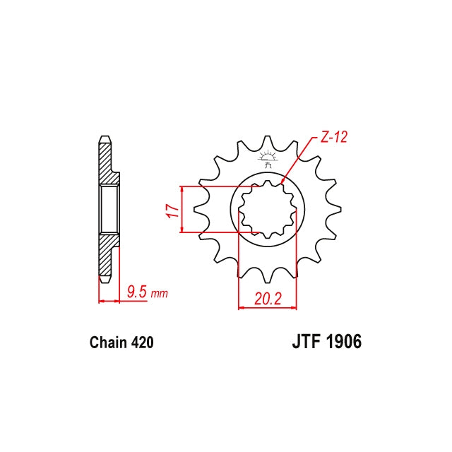 Piñon de acero KTM 65 SX 1998-2023 Z-15 420 JT Sprockets JTF1906.15
