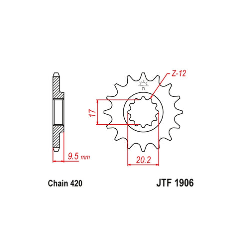 Piñon de acero KTM 65 SX 1998-2023 Z-15 420 JT Sprockets JTF1906.15