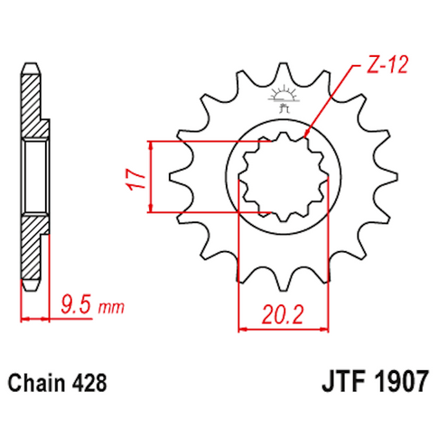 Piñon de acero Husqvarna TC 85 2014-19 / KTM SX 85 2003-17 Z-13 JT Sprockets JTF1907.13