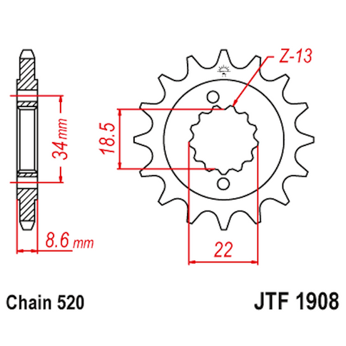 Piñon de Acero 15 Dientes JTF1908 JT Sprockets JTF1908.15