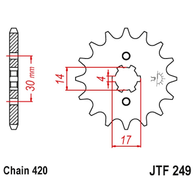 Piñon de Acero 14 Dientes JTF249 JT Sprockets JTF249.14