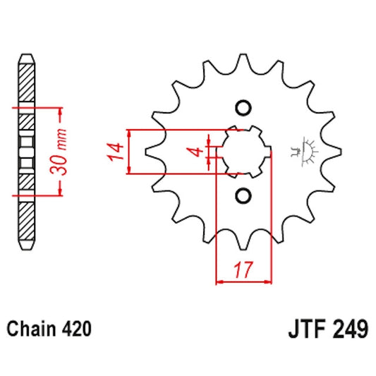 Piñon de Acero 14 Dientes JTF249 JT Sprockets JTF249.14