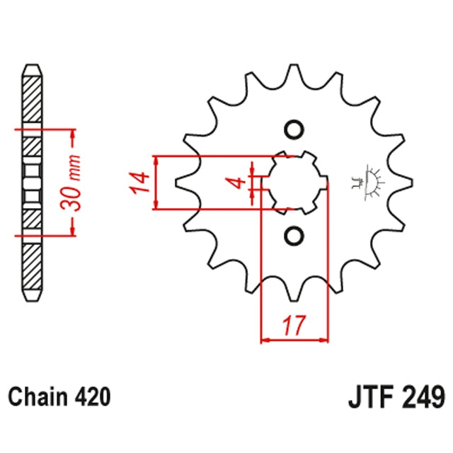 Piñon JTF 249 de acero 16 dientes Honda MSX 125 JT Sprockets