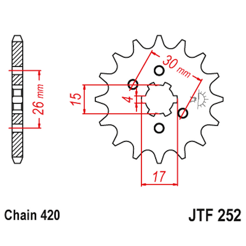 Piñon de Acero 16 Dientes JTF252 JT Sprockets JTF252.16