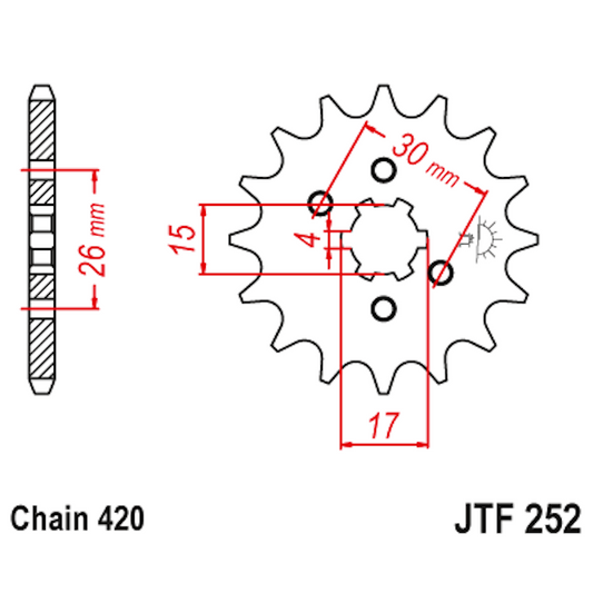 Piñon de Acero 17 Dientes JTF252 JT Sprockets JTF252.17