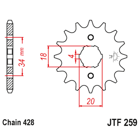 Piñon de Acero 12 Dientes JTF259 JT Sprockets JTF259.12