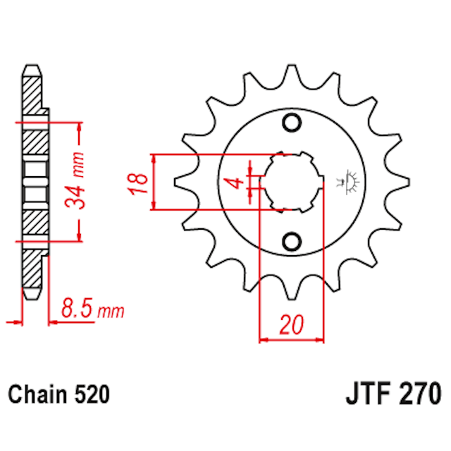 Piñon de Acero 13 Dientes JTF270 JT Sprockets JTF270.13