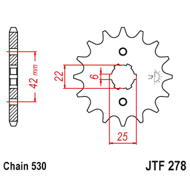 Piñon de Acero 15 Dientes JTF278 JT Sprockets JTF278.15