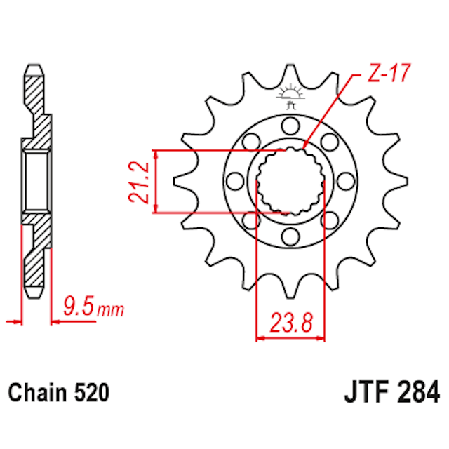 Piñon de acero Honda CR 250 1988-07 / CRF 450 2002-21 Z-12 JT Sprockets JTF284.12