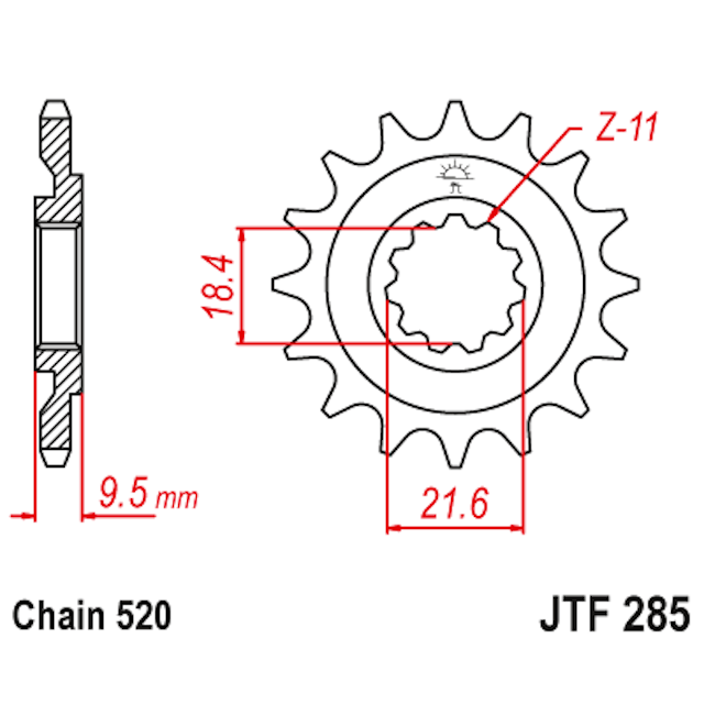 Piñon de Acero 15 Dientes JTF285 JT Sprockets JTF285.15