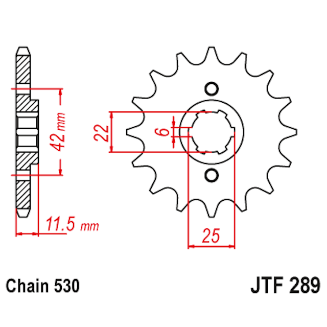 Piñon de Acero 15 Dientes JTF289 JT Sprockets JTF289.15