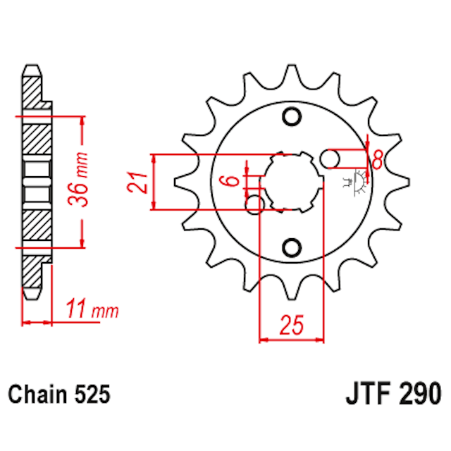 Piñon de Acero 14 Dientes JTF290 JT Sprockets JTF290.14