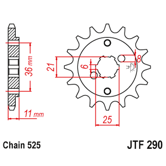 Piñon de Acero 15 Dientes JTF290 JT Sprockets JTF290.15