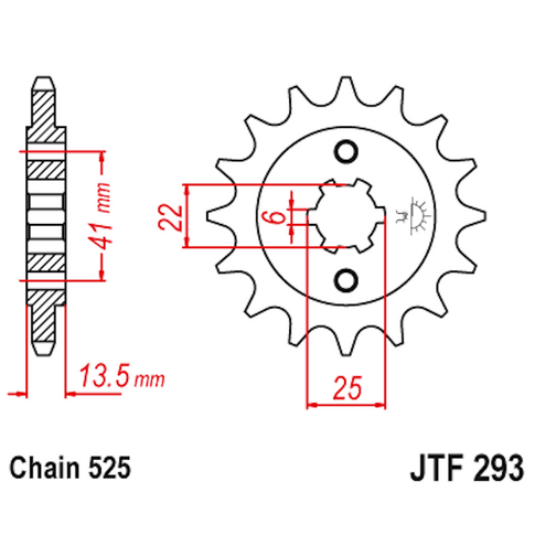 Piñon de Acero 16 Dientes JTF293 JT Sprockets JTF293.16