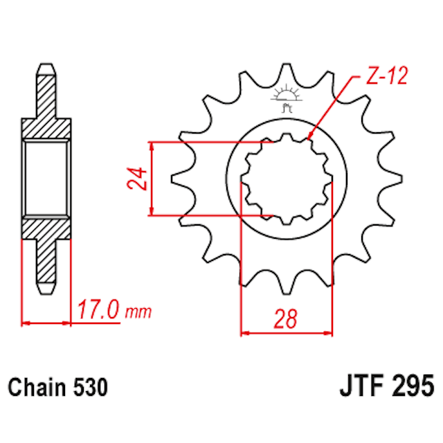 Piñon de Acero 16 Dientes JTF295 JT Sprockets JTF295.16