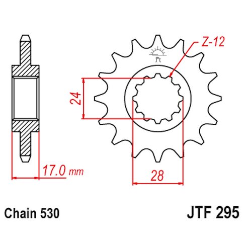 Piñon de Acero 16 Dientes JTF295 JT Sprockets JTF295.16