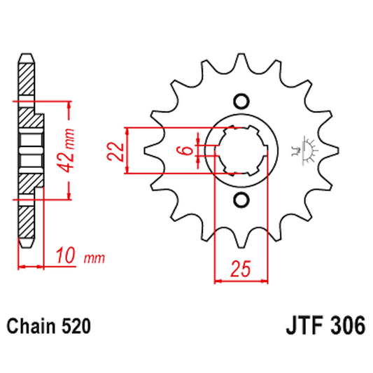 Piñon de Acero 14 Dientes JTF306 JT Sprockets JTF306.14