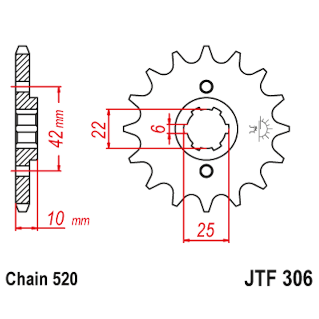 Piñon de Acero 15 Dientes JTF306 JT Sprockets JTF306.15