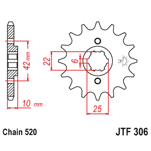 Piñon de Acero 15 Dientes JTF306 JT Sprockets JTF306.15