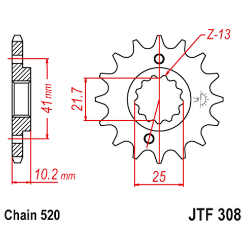 Piñon de Acero 14 Dientes JTF308 JT Sprockets JTF308.14