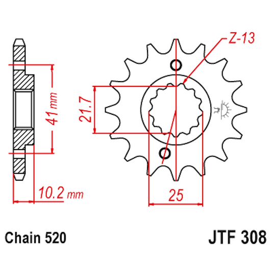 Piñon de Acero 14 Dientes JTF308 JT Sprockets JTF308.14