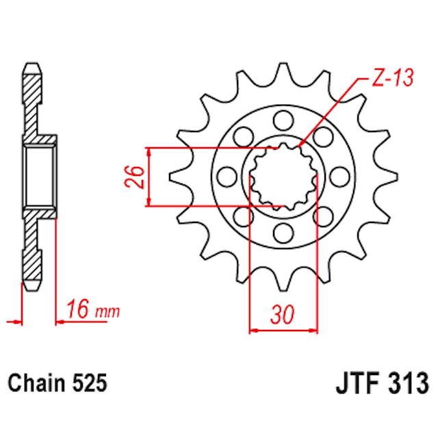 Piñon de Acero 15 Dientes JTF313 JT Sprockets JTF313.15