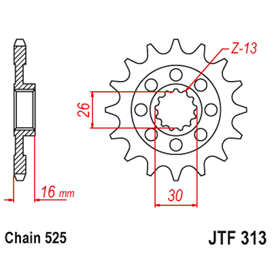 Piñon de Acero 15 Dientes JTF313 JT Sprockets JTF313.15