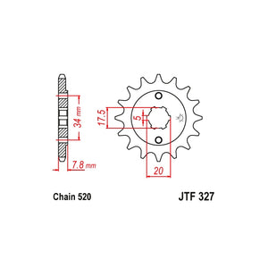 Piñón Honda CRM/NSR 125cc Z-14 520 acero JTF327.14