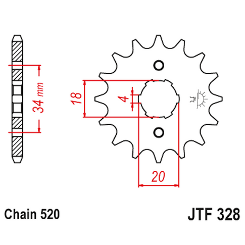 Piñon de Acero 14 Dientes JTF328 JT Sprockets JTF328.14