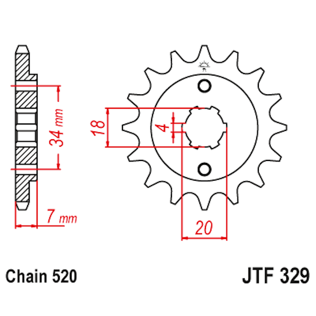 Piñon de Acero 12 Dientes JTF329 JT Sprockets