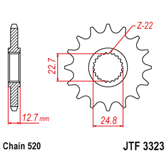 Piñon de Acero 24 Dientes JTF3323 JT Sprockets JTF3323.24