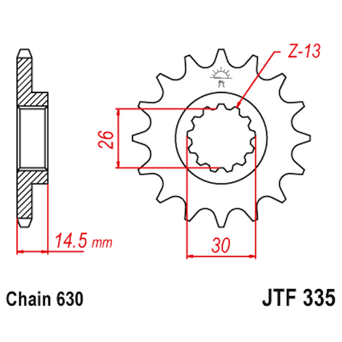 Piñon de Acero 15 Dientes JTF335 JT Sprockets JTF335.15