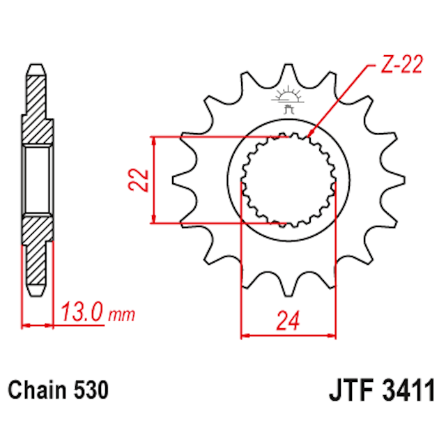 Piñon de Acero 16 Dientes JTF3411 JT Sprockets JTF3411.16