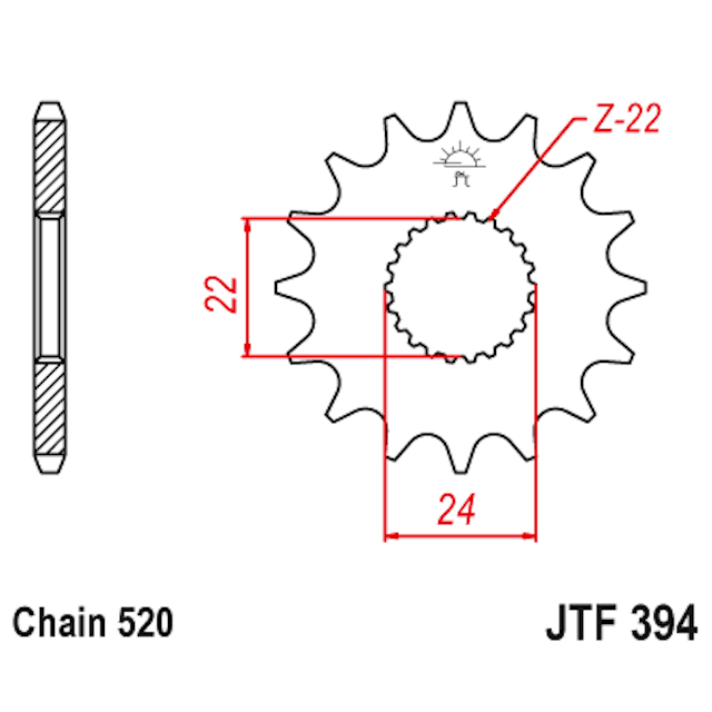 Piñon de Acero 13 Dientes JTF394 JT Sprockets JTF394.13