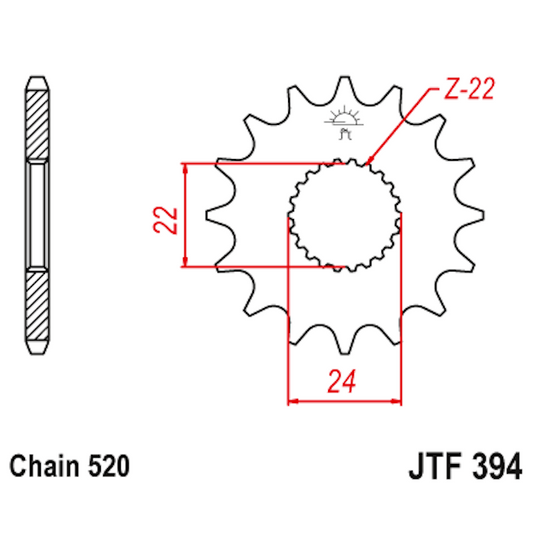 Piñon de Acero 16 Dientes JTF394 JT Sprockets JTF394.16