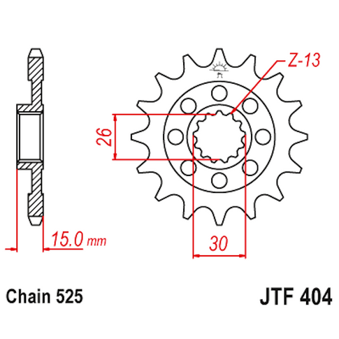 Piñon de Acero 17 Dientes JTF404 JT Sprockets JTF404.17