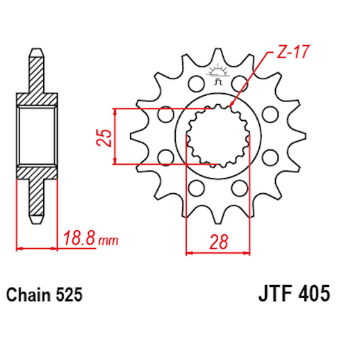 Piñon de Acero 20 Dientes JTF405 JT Sprockets JTF405.20