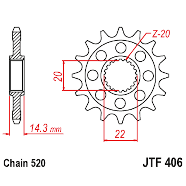 Piñon de Acero 15 Dientes JTF406 JT Sprockets JTF406.15