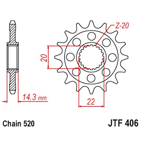 Piñon de Acero 15 Dientes JTF406 JT Sprockets JTF406.15