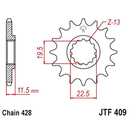 Piñon de Acero 14 Dientes JTF409 JT Sprockets JTF409.14