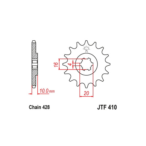 Piñón Hyosung / Suzuki 125cc 15Z 428 JT Sprockets JTF410.15