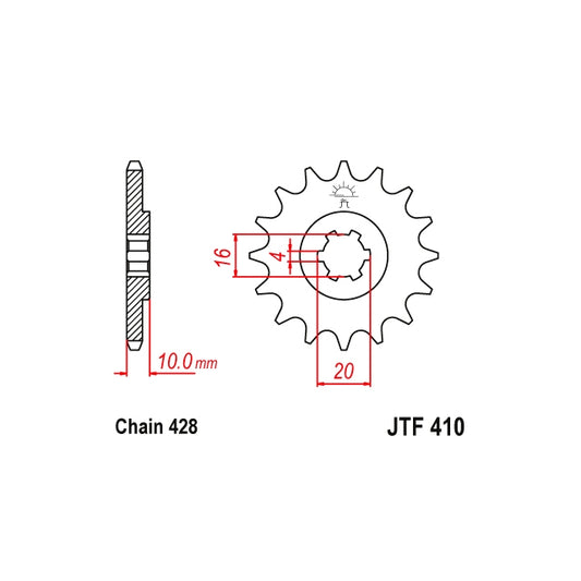 Piñón Hyosung / Suzuki 125cc 15Z 428 JT Sprockets JTF410.15