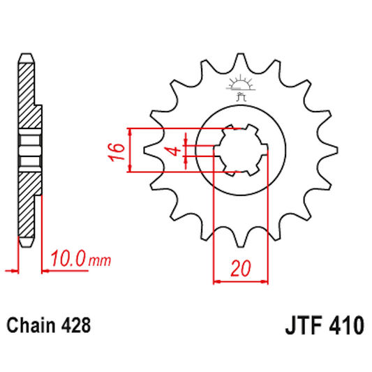Piñon de Acero 14 Dientes JTF410 JT Sprockets JTF410.14