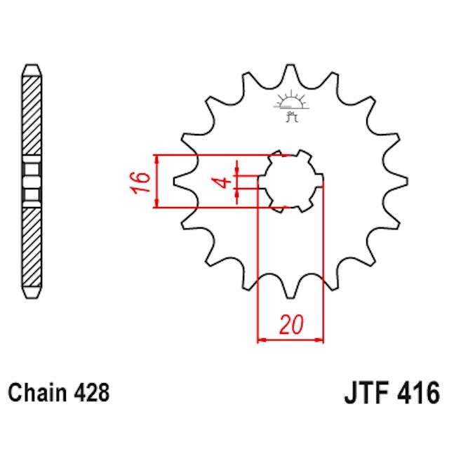 Piñon de acero Suzuki RM 80/85 Z-14 JT Sprockets JTF416.14
