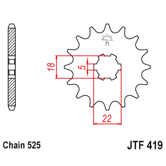 Piñon de Acero 15 Dientes JTF419 JT Sprockets JTF419.15