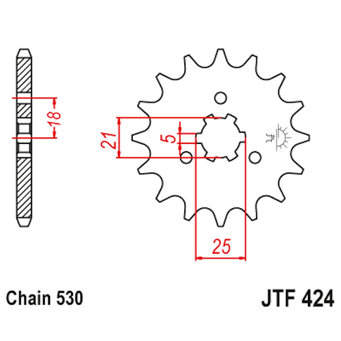 Piñon de Acero 14 Dientes JTF424 JT Sprockets JTF424.14